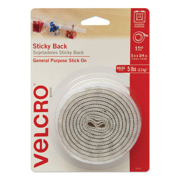 VELCRO® Brand Sticky-back Fasteners With Dispenser, Removable Adhesive, 0.75" X 5 Ft, White freeshipping - TVN Wholesale